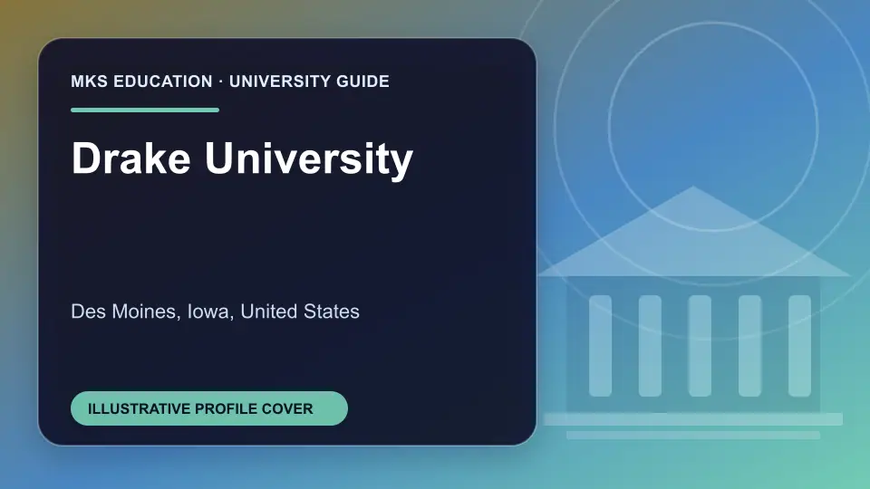 Illustrative MKS Education profile cover for Drake University in the USA