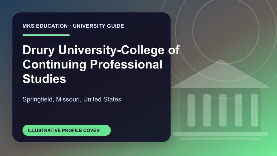 Illustrative MKS Education profile cover for Drury University-College of Continuing Professional Studies in the USA
