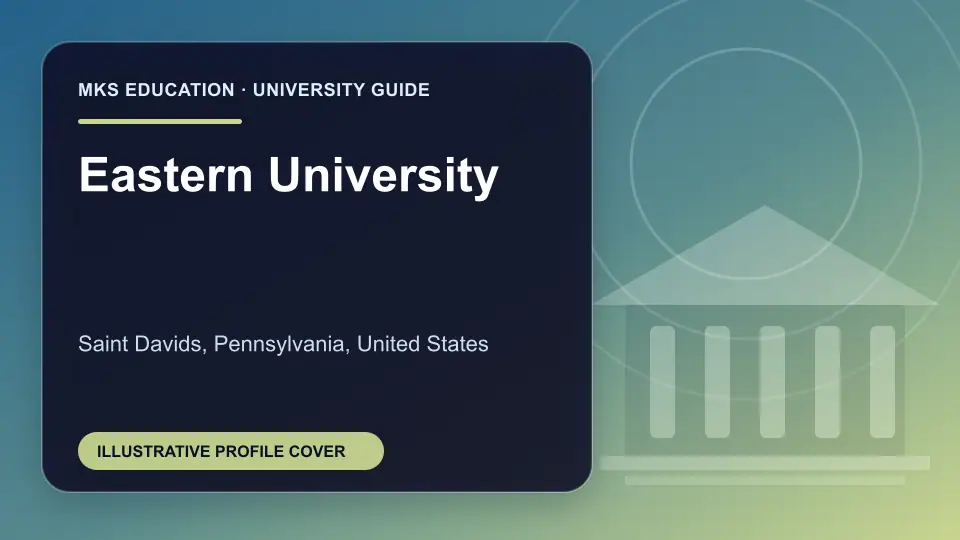 Illustrative MKS Education profile cover for Eastern University in the USA