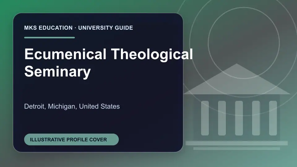 Illustrative MKS Education profile cover for Ecumenical Theological Seminary in the USA