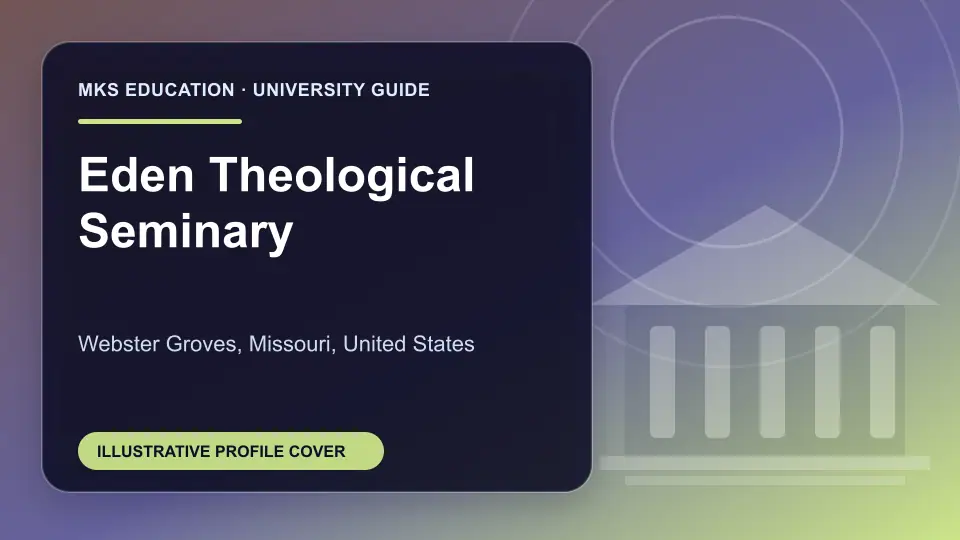Illustrative MKS Education profile cover for Eden Theological Seminary in the USA