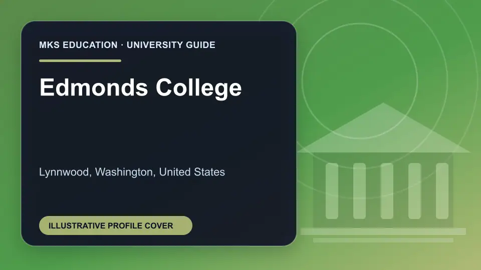 Illustrative MKS Education profile cover for Edmonds College in the USA