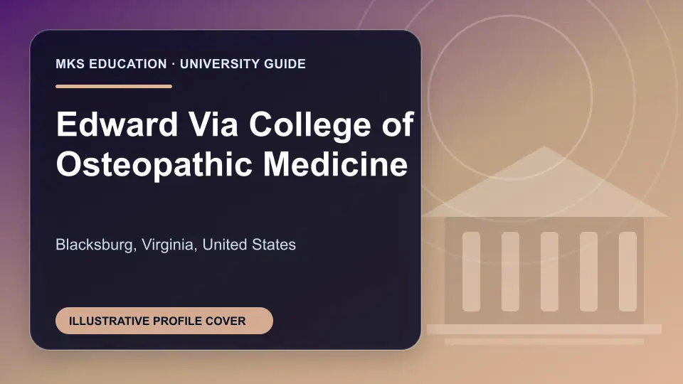 Illustrative MKS Education profile cover for Edward Via College of Osteopathic Medicine in the USA