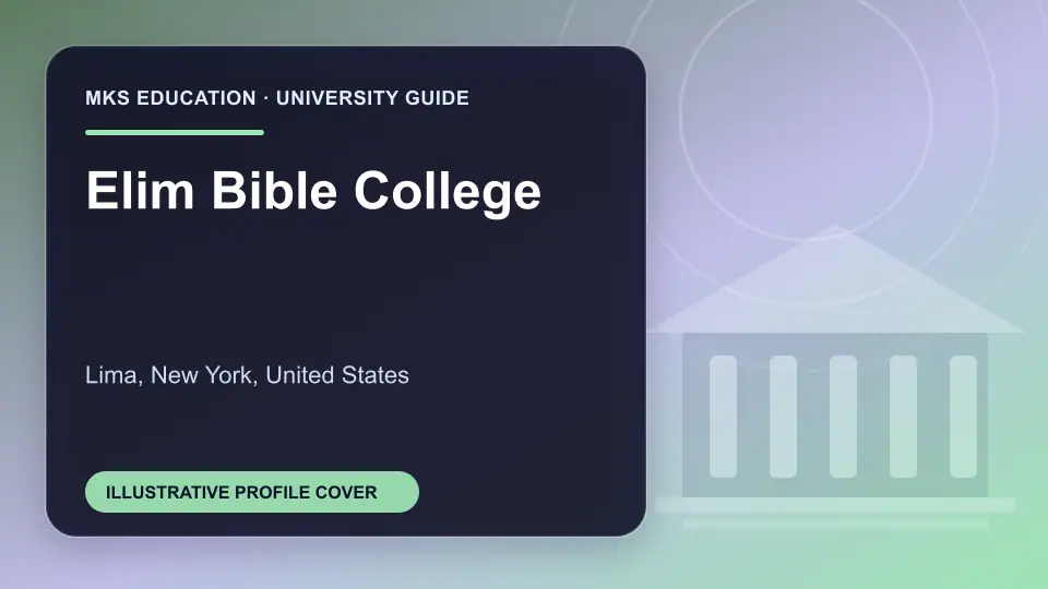 Illustrative MKS Education profile cover for Elim Bible College in the USA