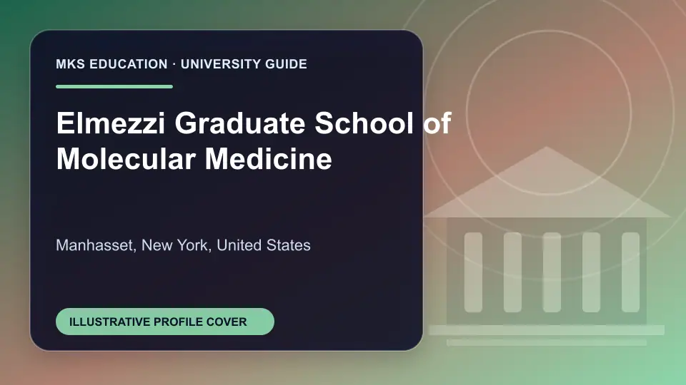 Illustrative MKS Education profile cover for Elmezzi Graduate School of Molecular Medicine in the USA