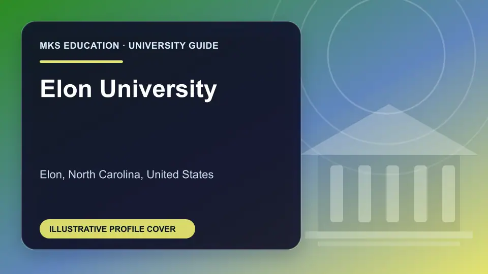 Illustrative MKS Education profile cover for Elon University in the USA