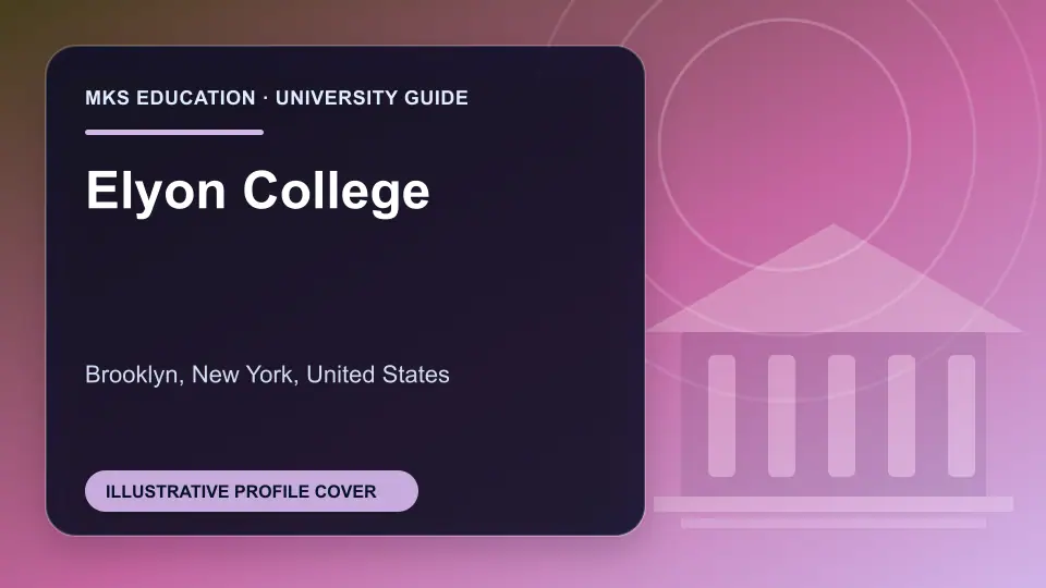 Illustrative MKS Education profile cover for Elyon College in the USA