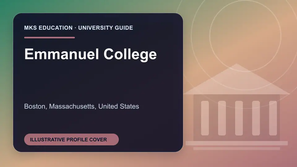 Illustrative MKS Education profile cover for Emmanuel College in the USA