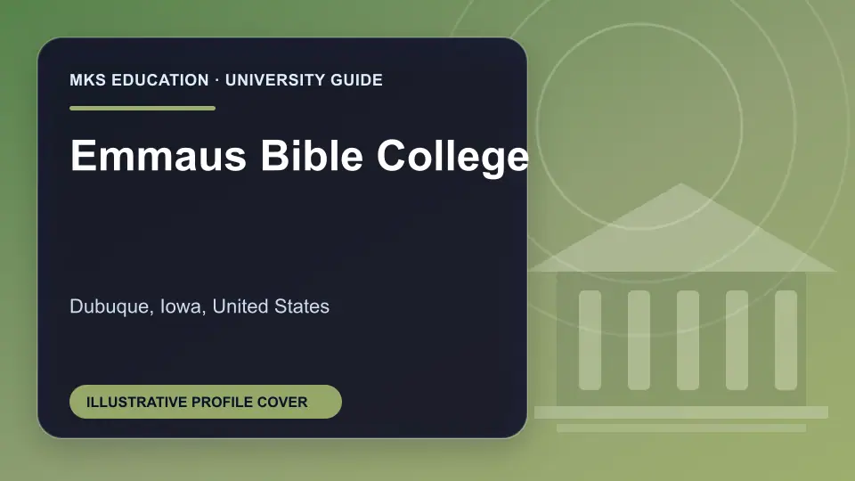 Illustrative MKS Education profile cover for Emmaus Bible College in the USA