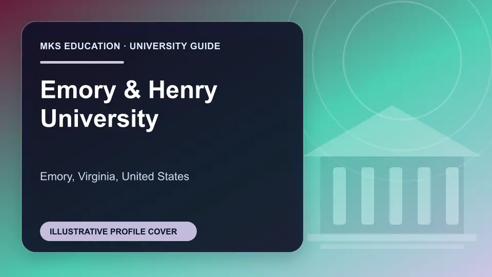Illustrative MKS Education profile cover for Emory & Henry University in the USA