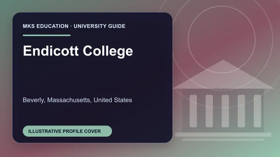 Illustrative MKS Education profile cover for Endicott College in the USA