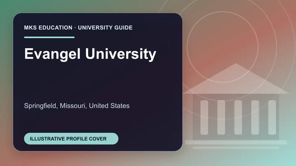 Illustrative MKS Education profile cover for Evangel University in the USA