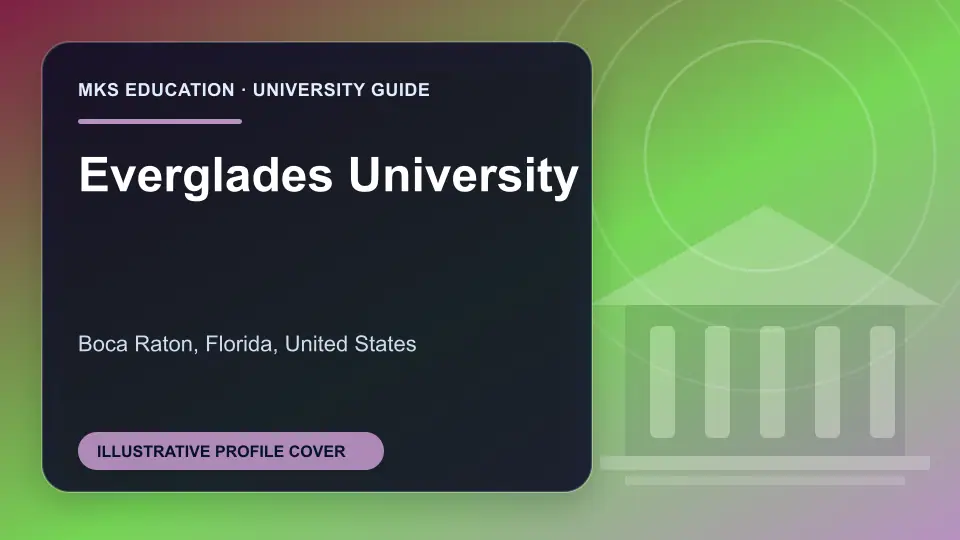 Illustrative MKS Education profile cover for Everglades University in the USA