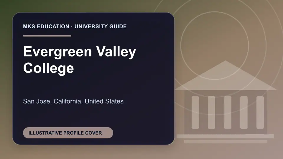 Illustrative MKS Education profile cover for Evergreen Valley College in the USA