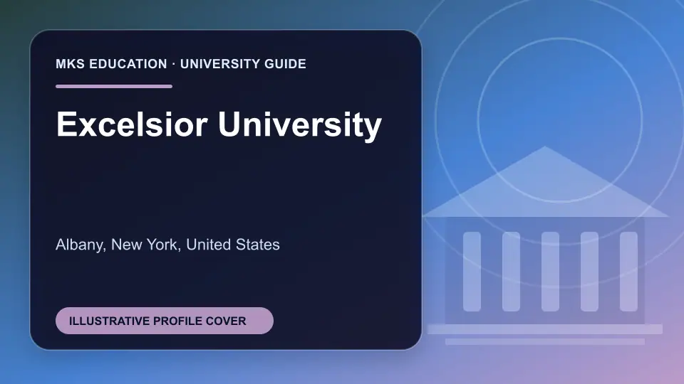 Illustrative MKS Education profile cover for Excelsior University in the USA