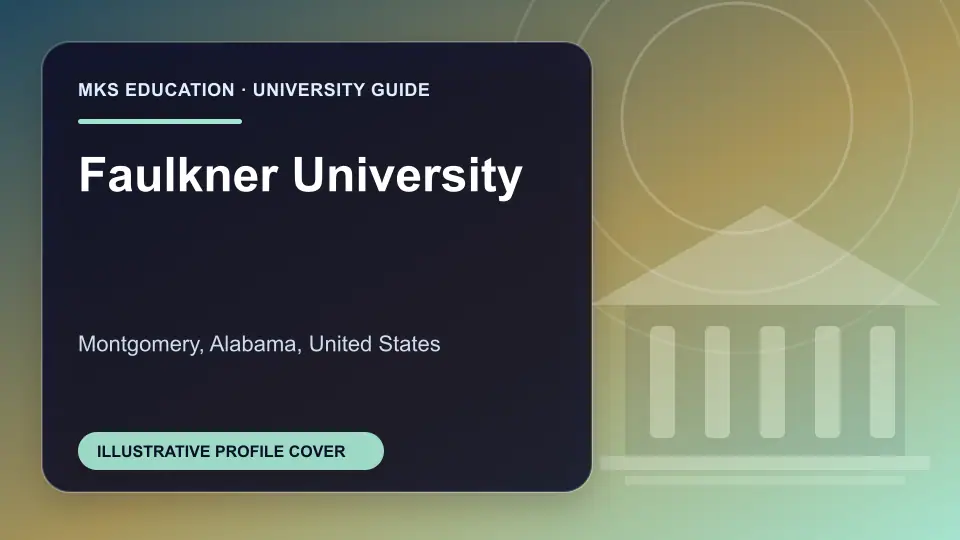 Illustrative MKS Education profile cover for Faulkner University in the USA