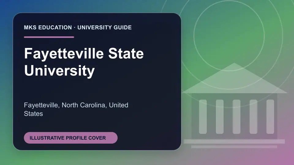 Illustrative MKS Education profile cover for Fayetteville State University in the USA