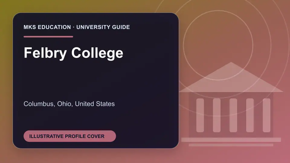 Illustrative MKS Education profile cover for Felbry College in the USA