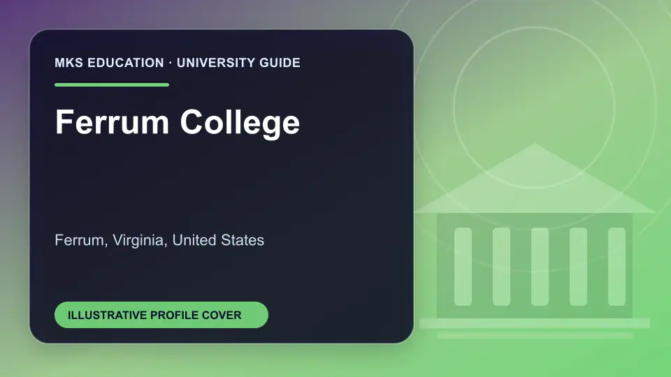 Illustrative MKS Education profile cover for Ferrum College in the USA