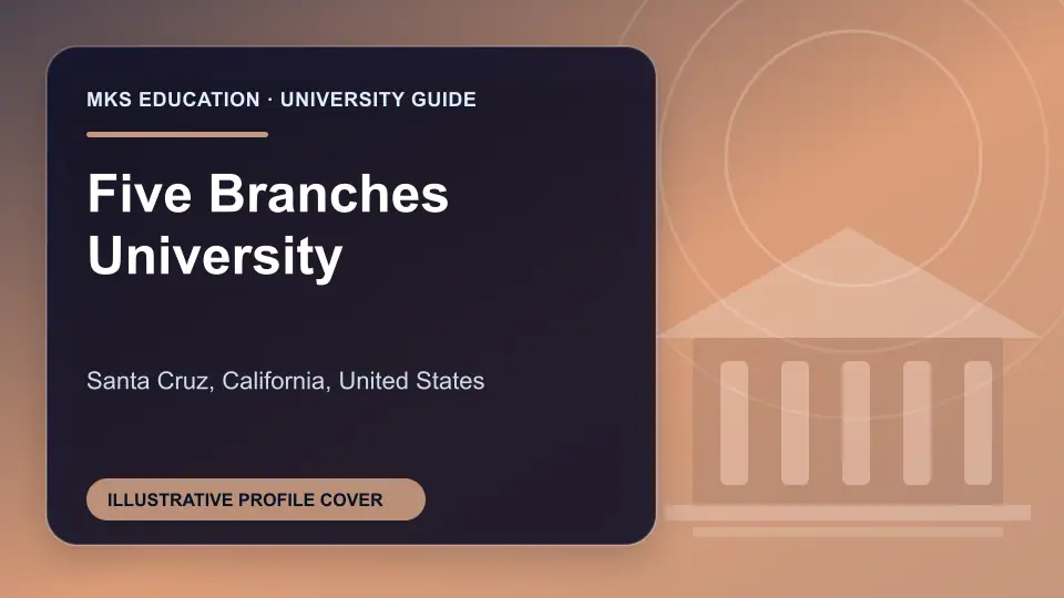 Illustrative MKS Education profile cover for Five Branches University in the USA