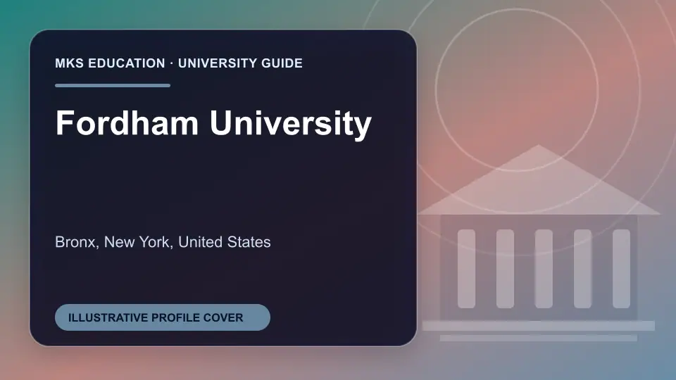 Illustrative MKS Education profile cover for Fordham University in the USA