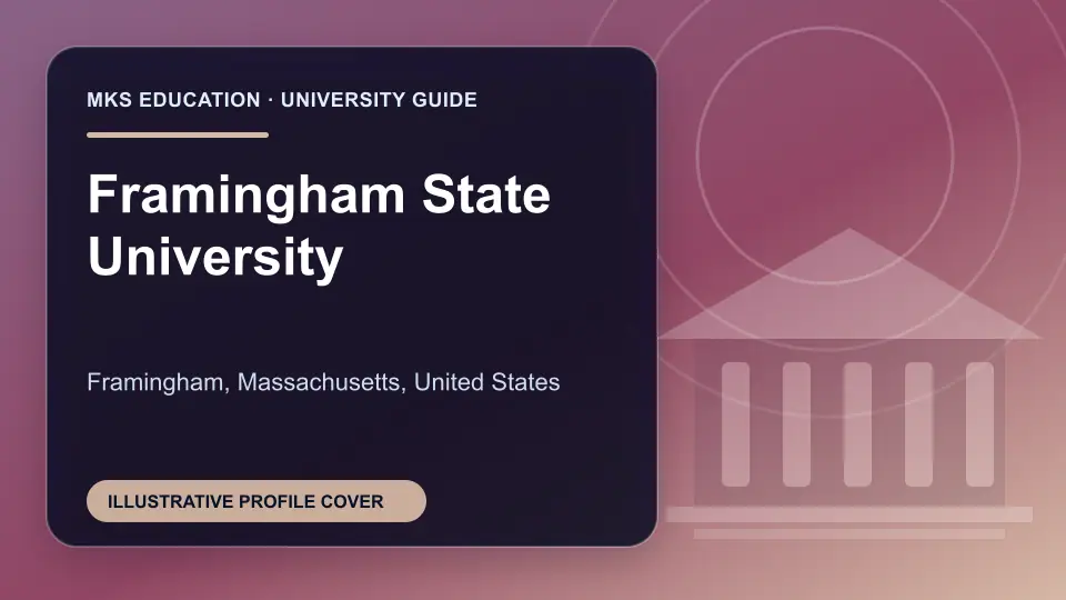 Illustrative MKS Education profile cover for Framingham State University in the USA