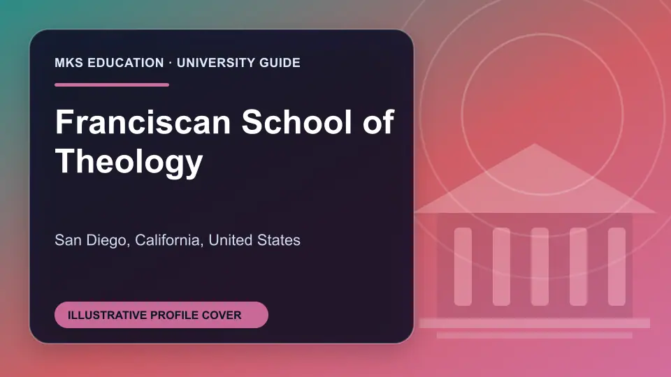 Illustrative MKS Education profile cover for Franciscan School of Theology in the USA