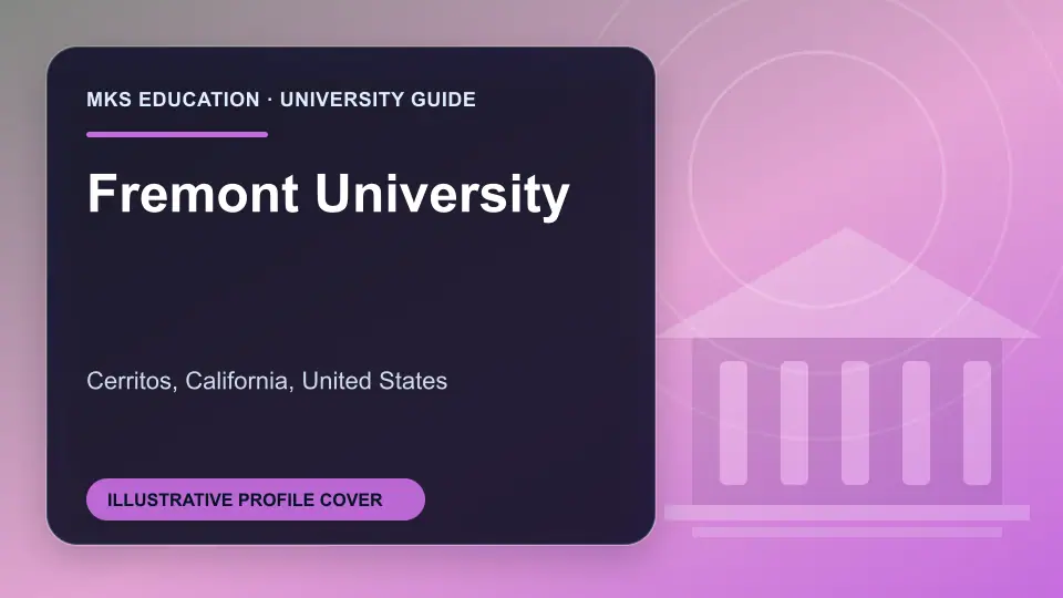 Illustrative MKS Education profile cover for Fremont University in the USA