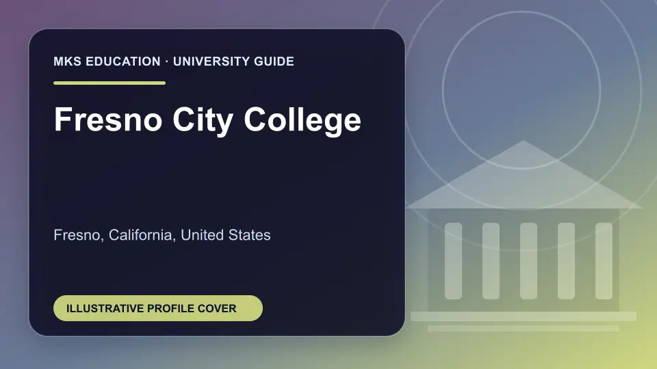 Illustrative MKS Education profile cover for Fresno City College in the USA