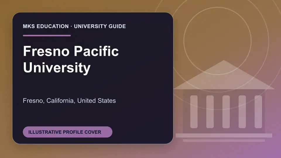 Illustrative MKS Education profile cover for Fresno Pacific University in the USA