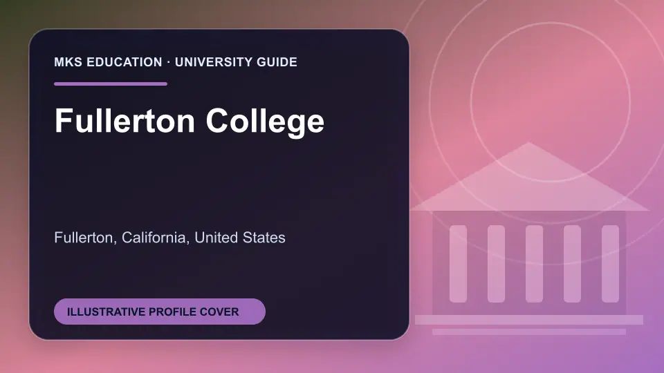 Illustrative MKS Education profile cover for Fullerton College in the USA