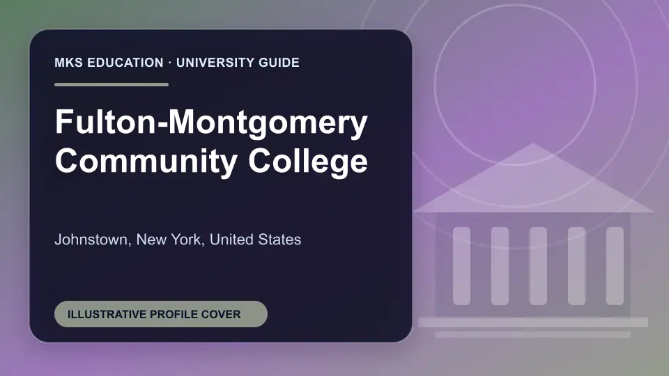 Illustrative MKS Education profile cover for Fulton-Montgomery Community College in the USA