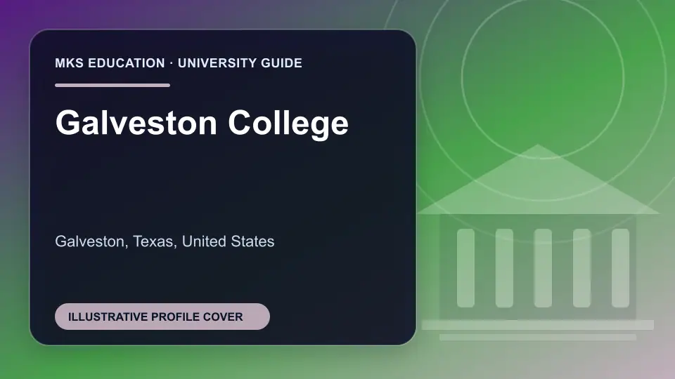 Illustrative MKS Education profile cover for Galveston College in the USA