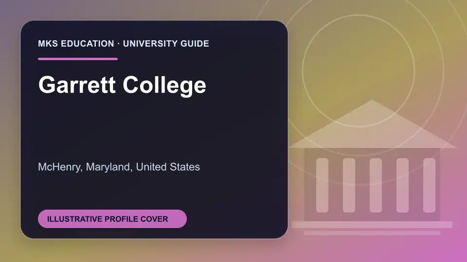 Illustrative MKS Education profile cover for Garrett College in the USA