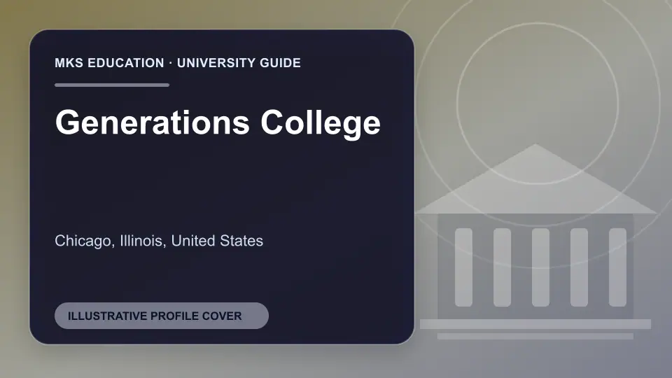 Illustrative MKS Education profile cover for Generations College in the USA