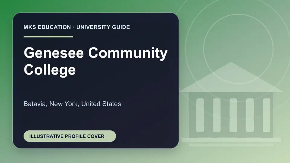 Illustrative MKS Education profile cover for Genesee Community College in the USA