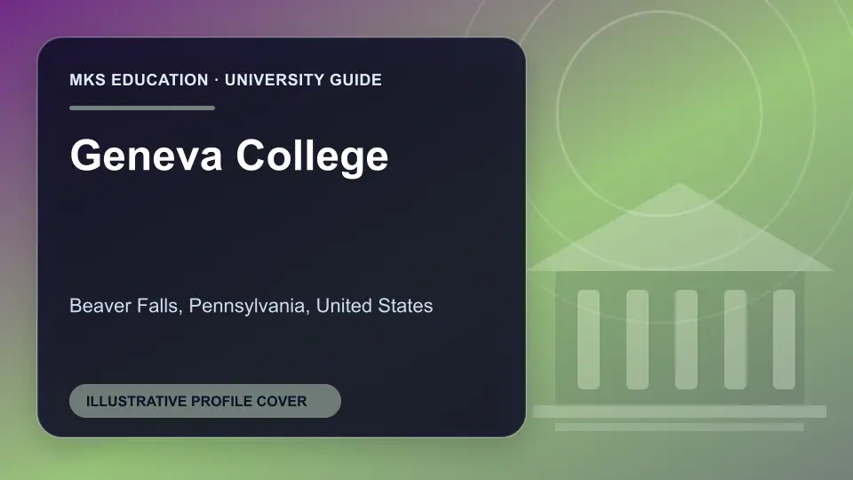 Illustrative MKS Education profile cover for Geneva College in the USA