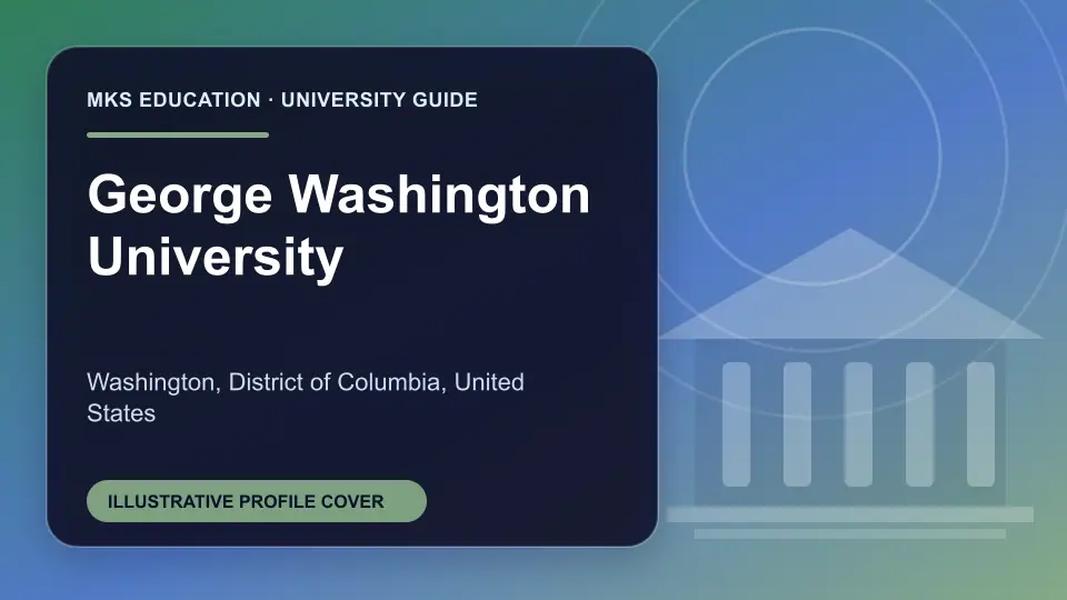 Illustrative MKS Education profile cover for George Washington University in the USA