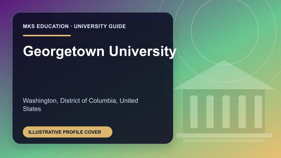 Illustrative MKS Education profile cover for Georgetown University in the USA