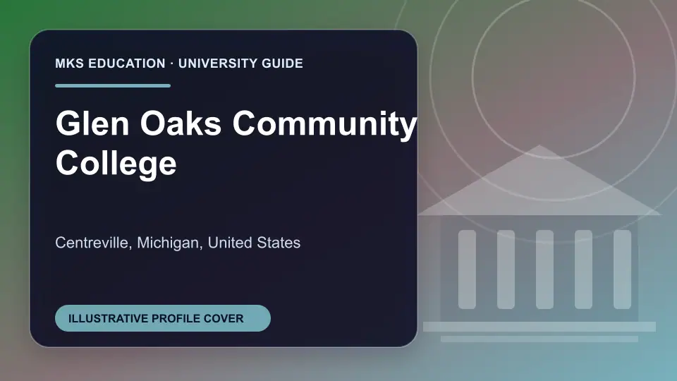 Illustrative MKS Education profile cover for Glen Oaks Community College in the USA