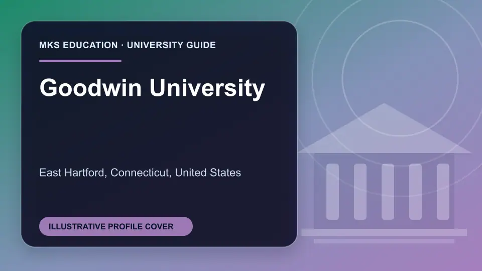 Illustrative MKS Education profile cover for Goodwin University in the USA