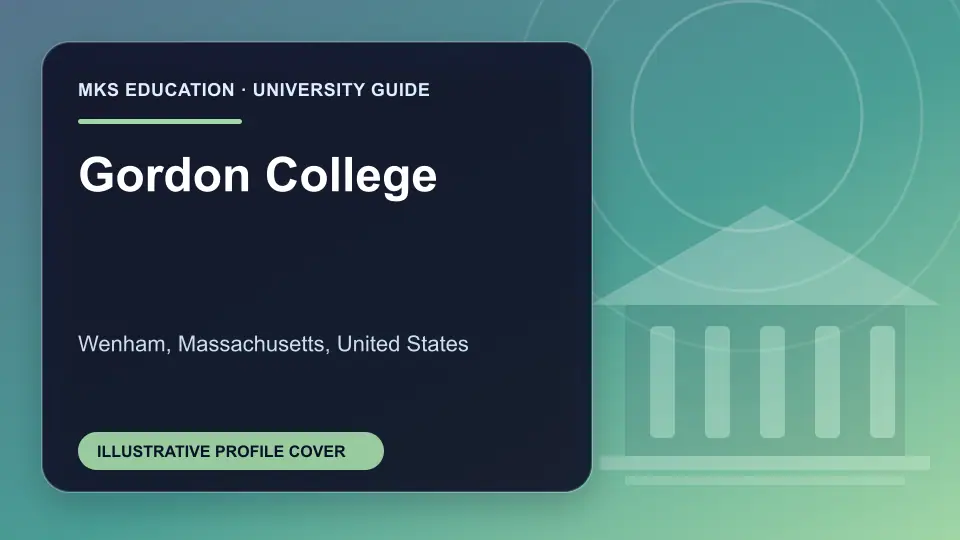 Illustrative MKS Education profile cover for Gordon College in the USA