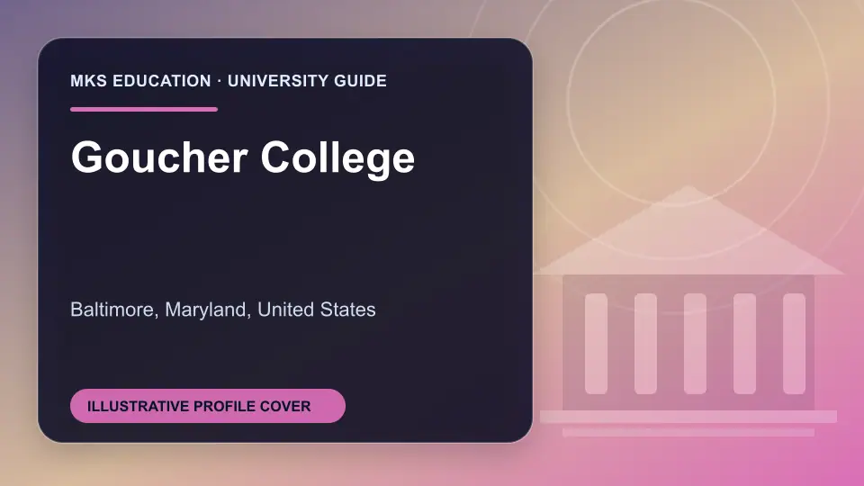 Illustrative MKS Education profile cover for Goucher College in the USA