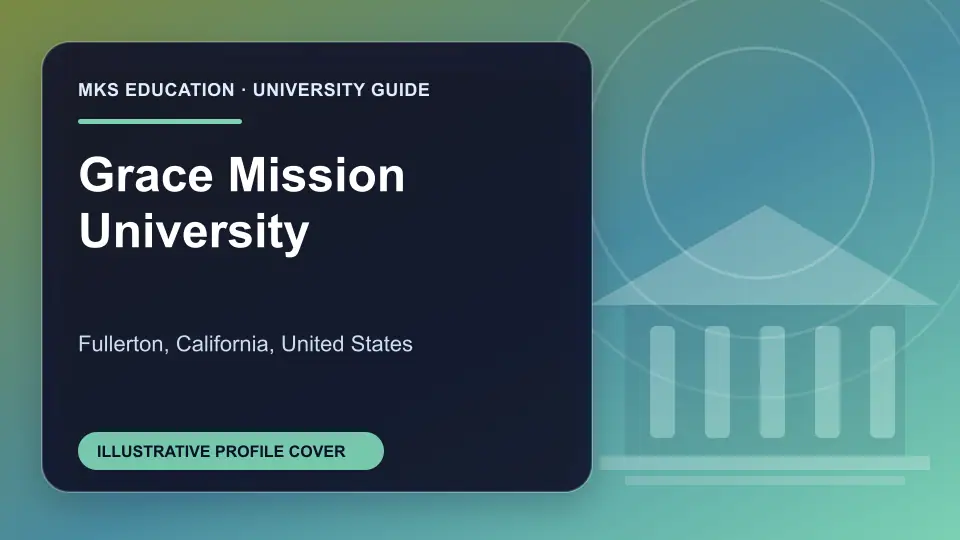 Illustrative MKS Education profile cover for Grace Mission University in the USA