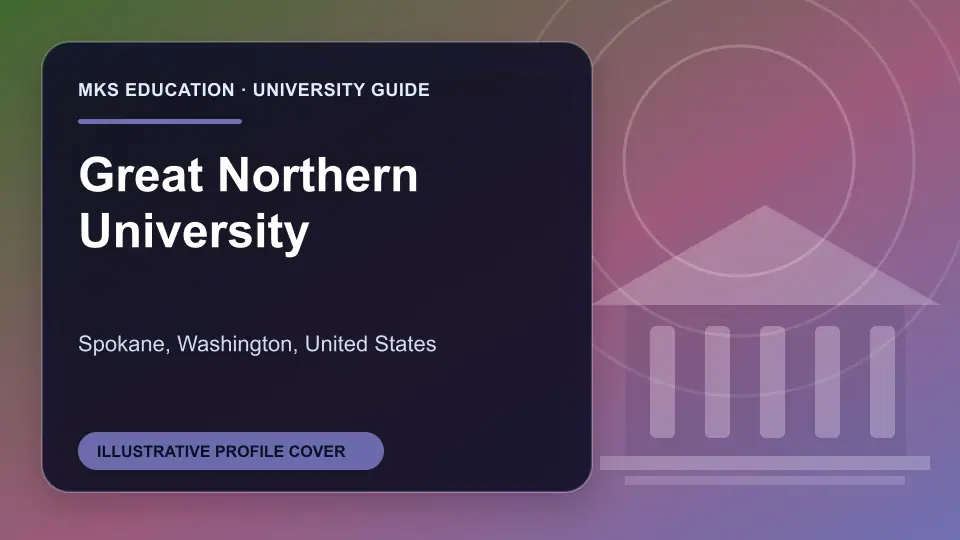 Illustrative MKS Education profile cover for Great Northern University in the USA