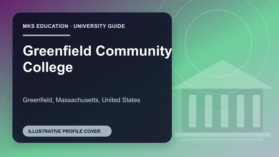 Illustrative MKS Education profile cover for Greenfield Community College in the USA