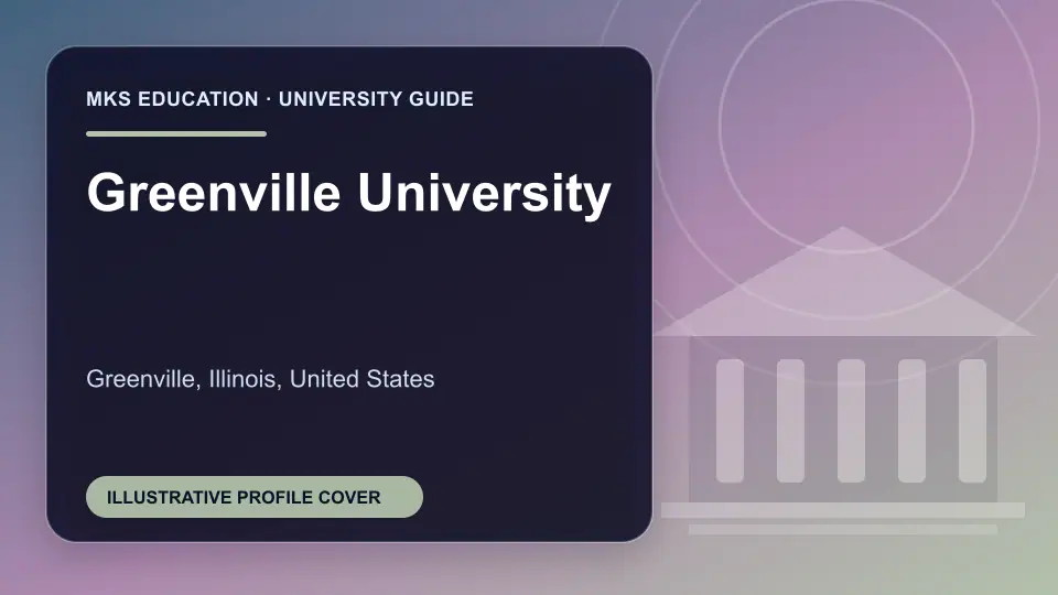 Illustrative MKS Education profile cover for Greenville University in the USA
