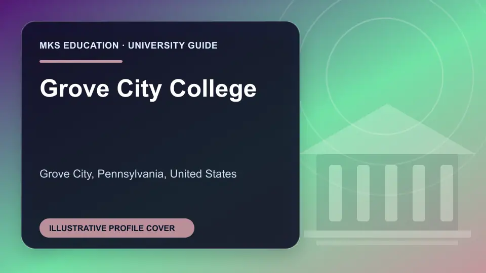 Illustrative MKS Education profile cover for Grove City College in the USA
