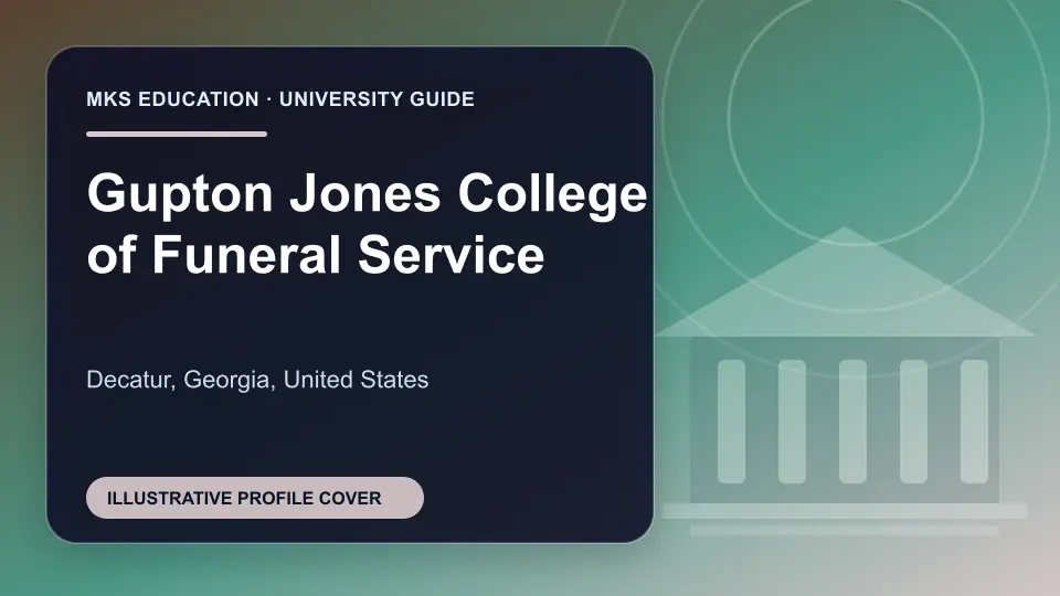 Illustrative MKS Education profile cover for Gupton Jones College of Funeral Service in the USA