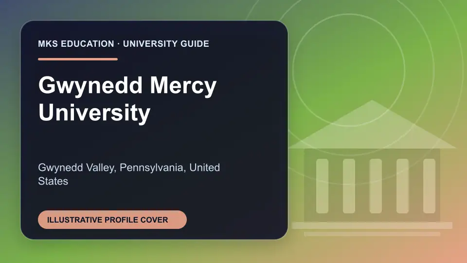 Illustrative MKS Education profile cover for Gwynedd Mercy University in the USA